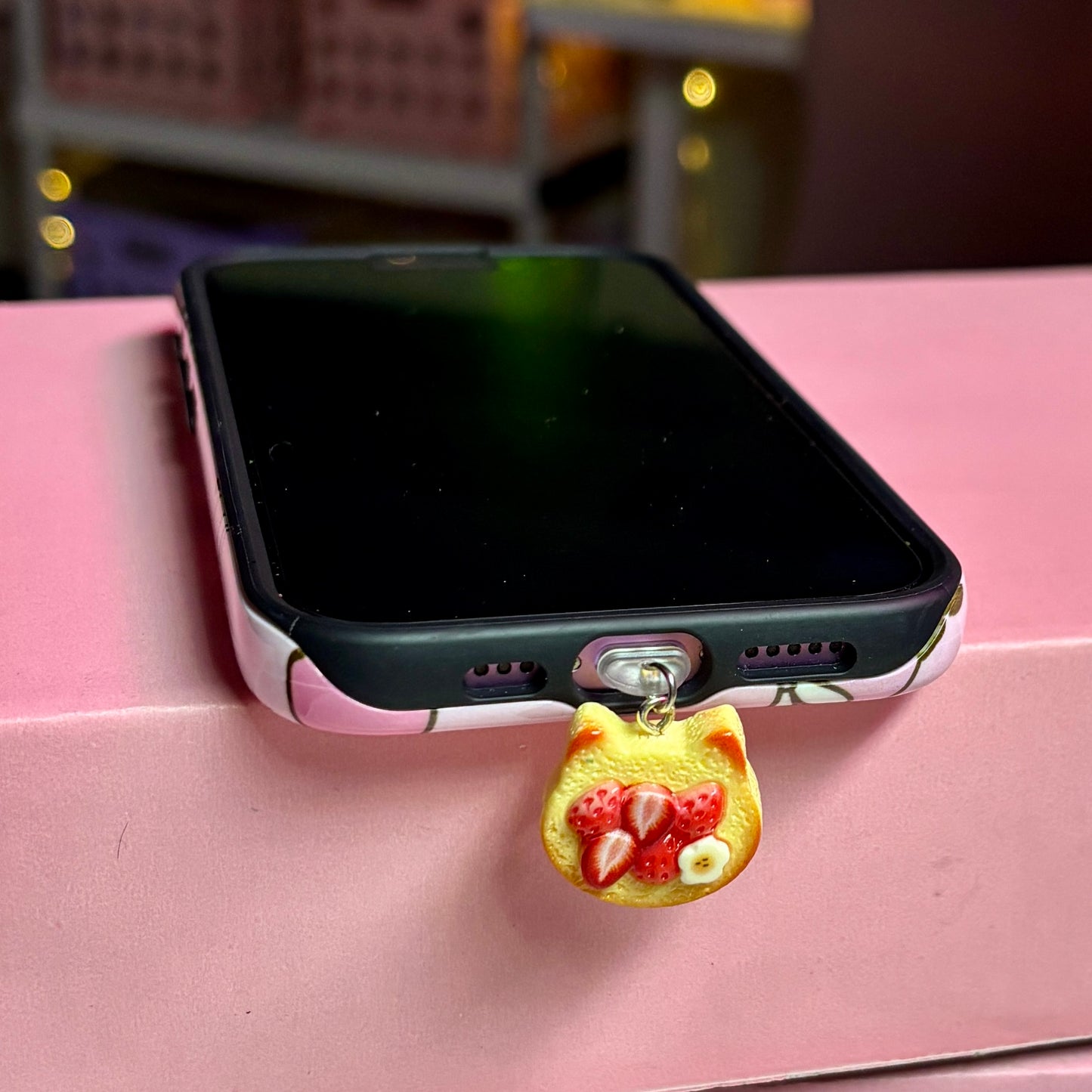 Strawberry Kitty Toast Dust Plug Charm