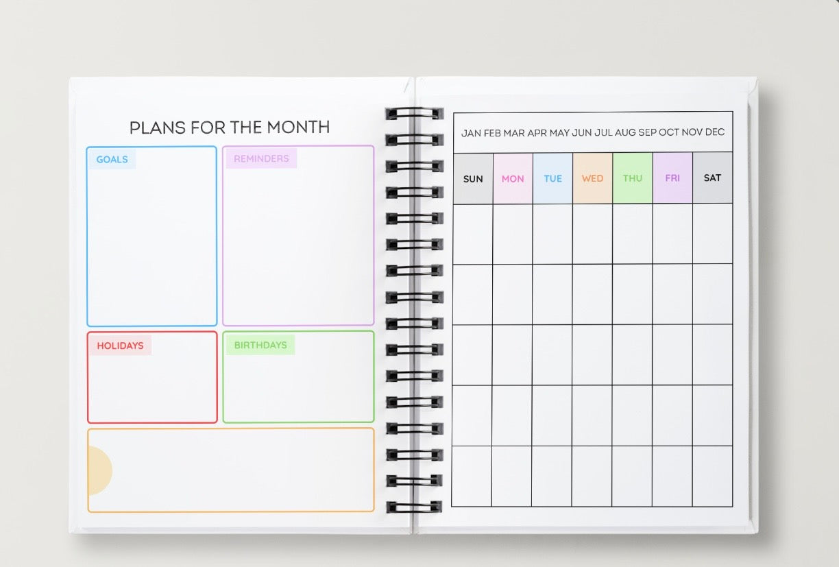 6 Month Undated Hardcover Planner