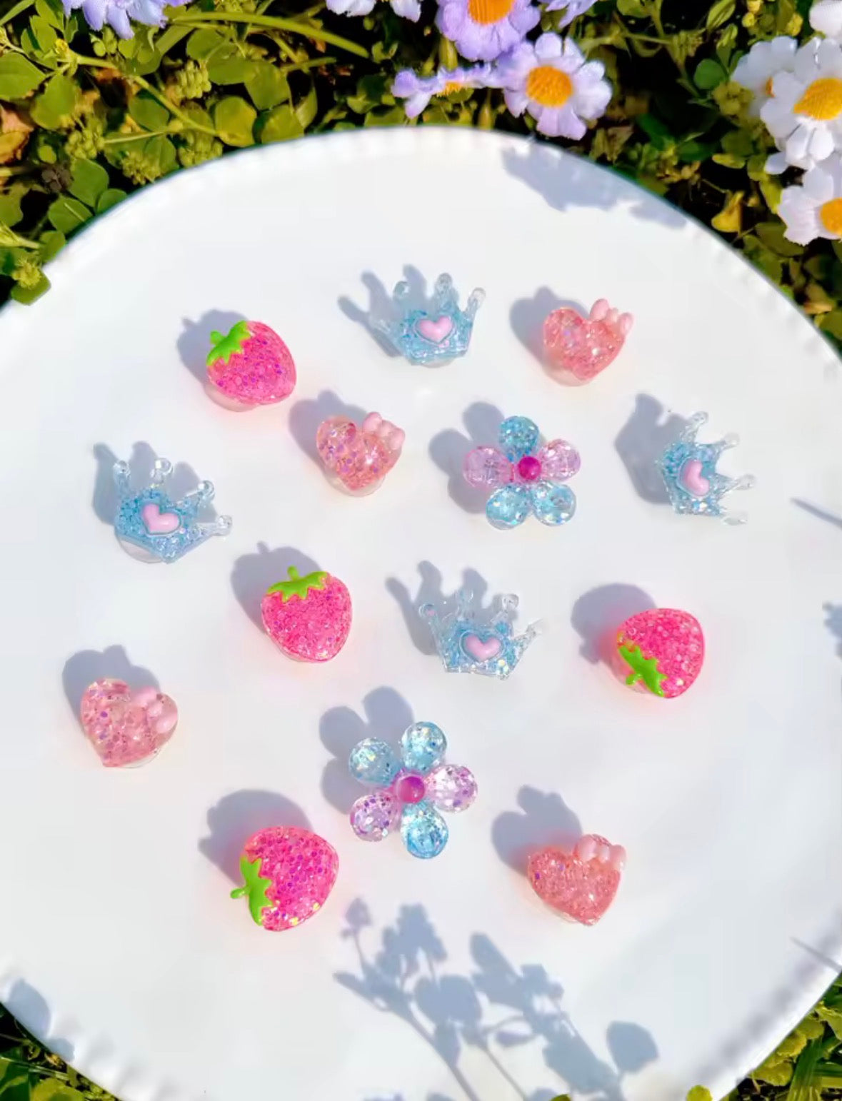 Floral Berry Pearl Clog Charms Set