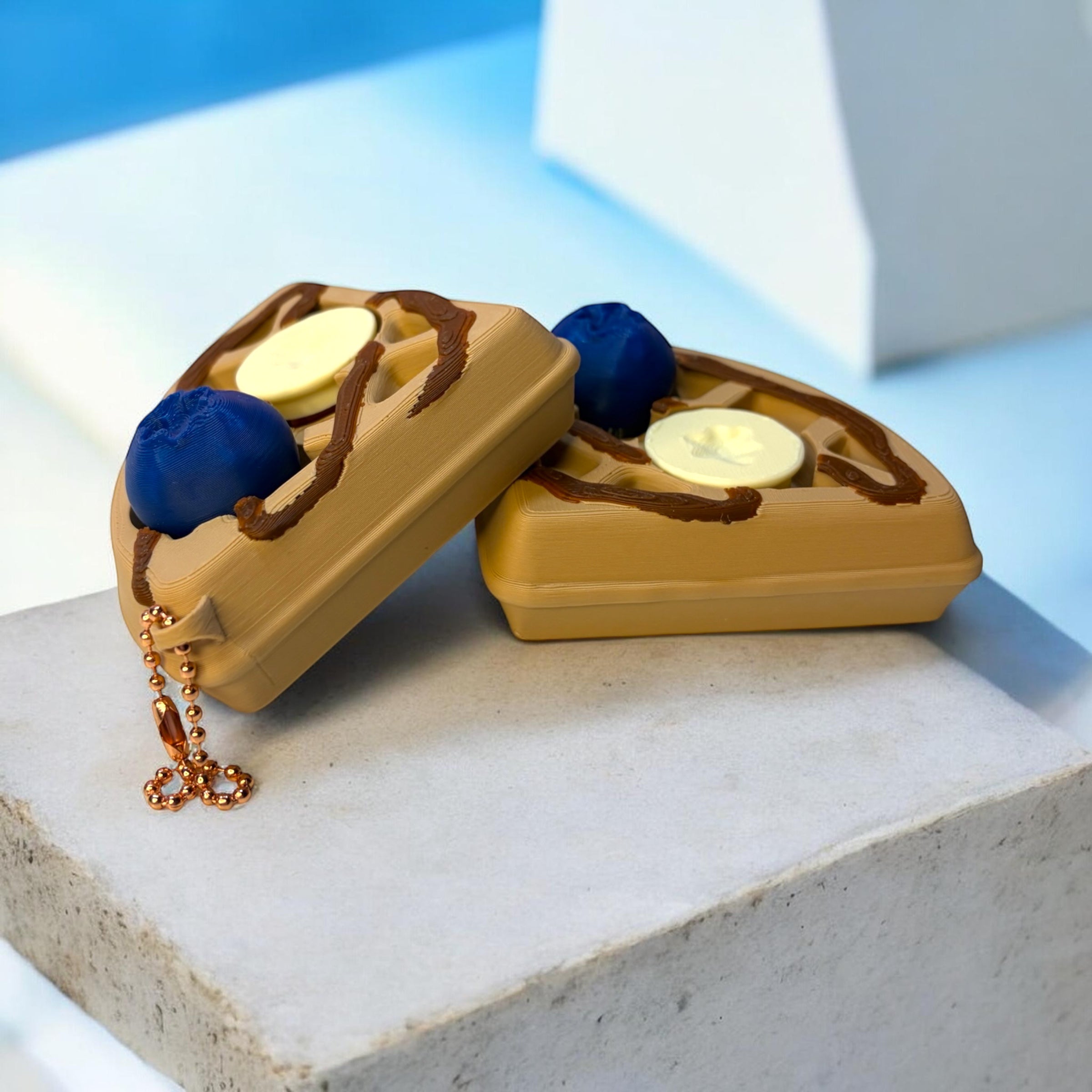 Breakfast Waffle Clicker Fidget Keychain