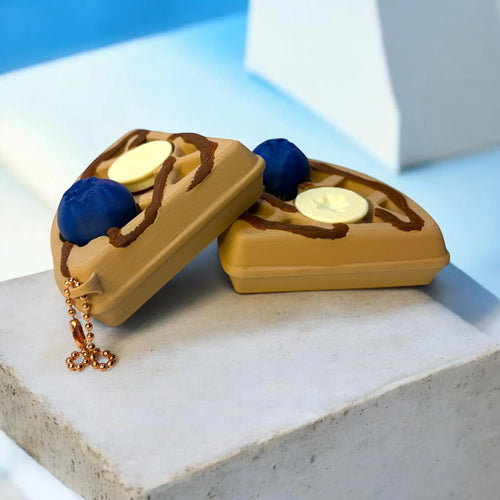 Breakfast Waffle Clicker Fidget Keychain - Pink Sweetheart