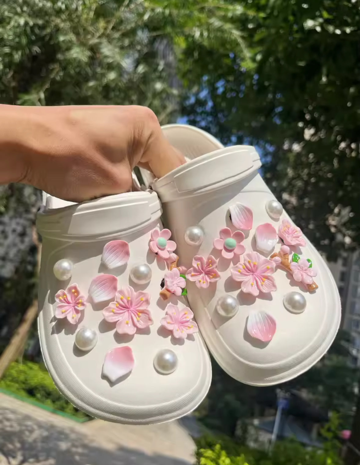 Sakura Blush Petals Clog Charms Set