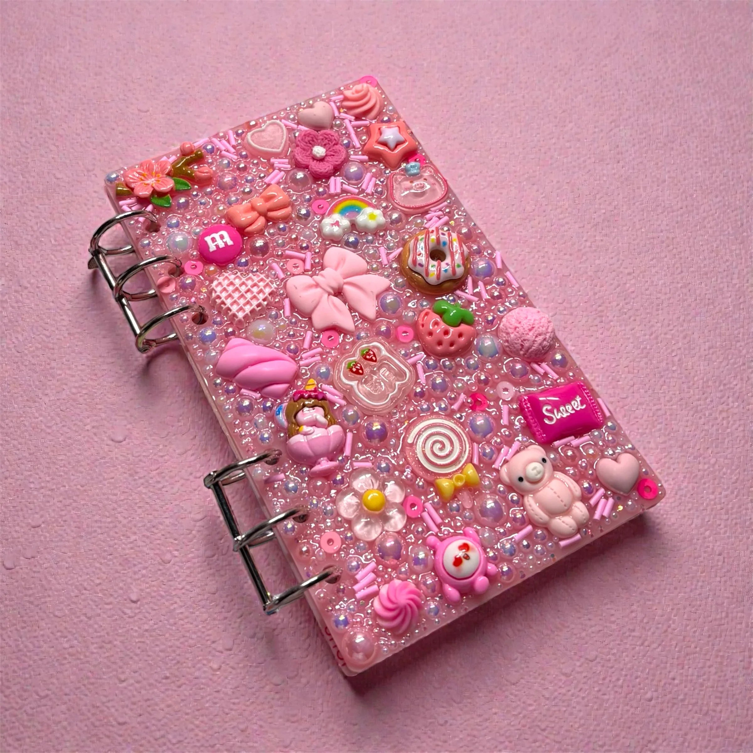 Pretty Pink Junk Charm Acrylic Binder - Pink Sweetheart