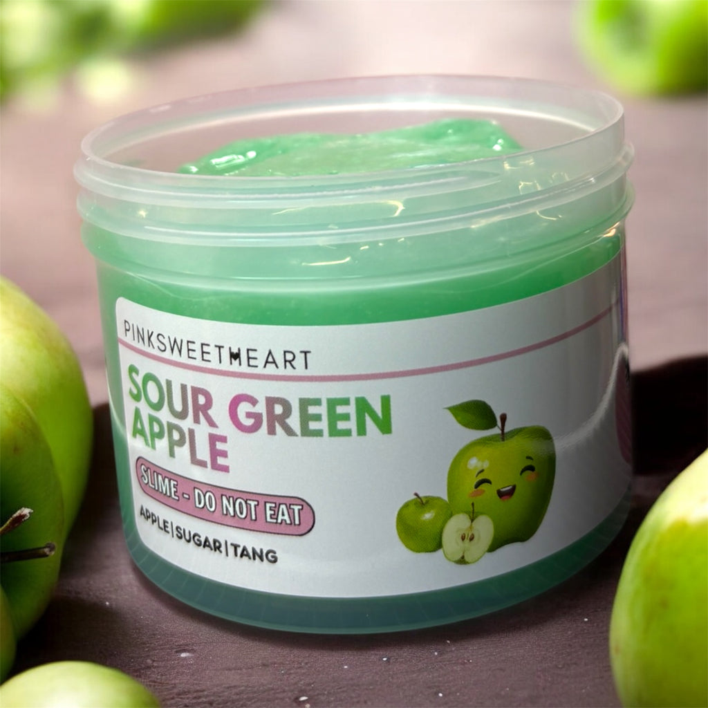 Sour Green Apple Scented Glossy Slime