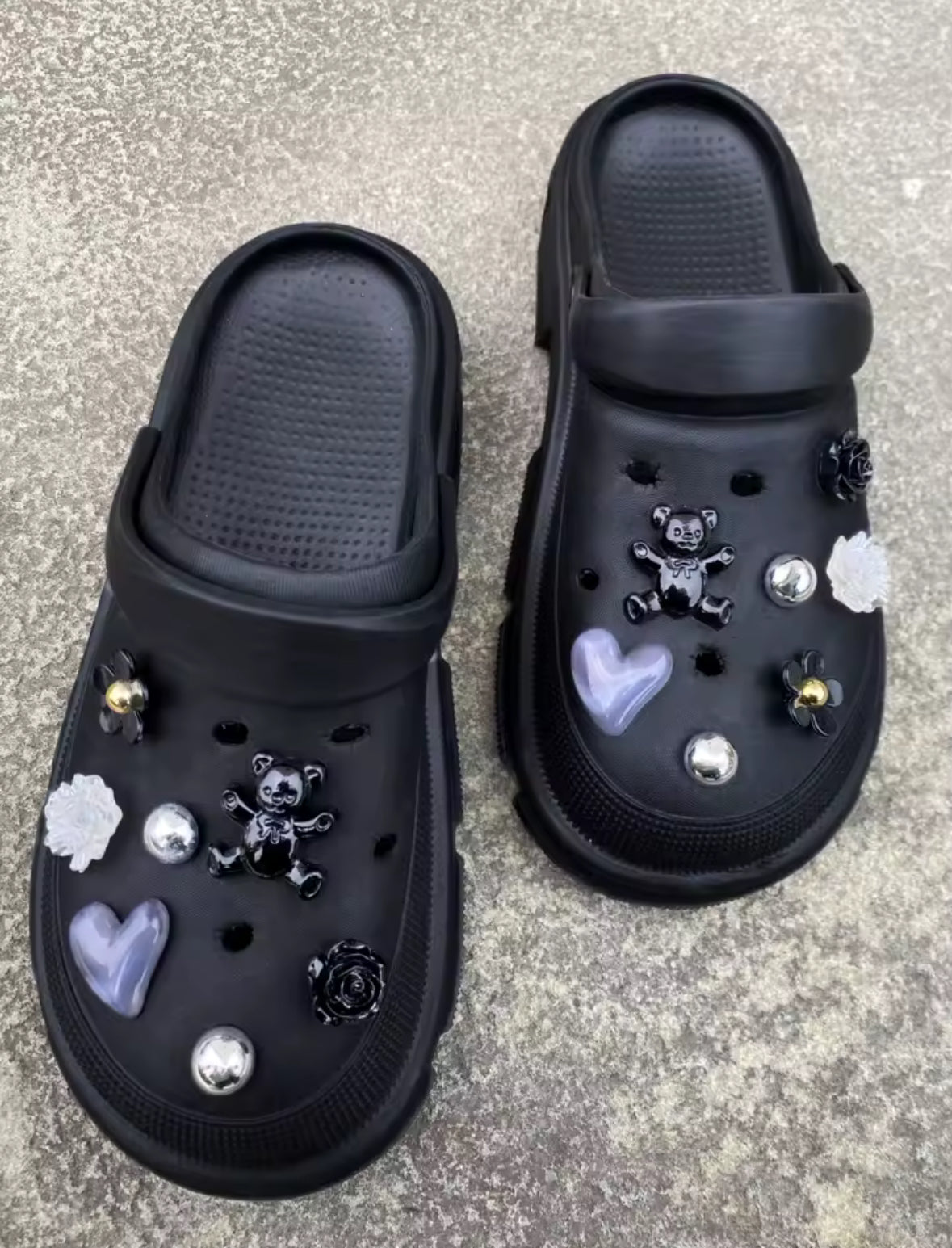 Obsidian Black Teddy Clog Charms Set