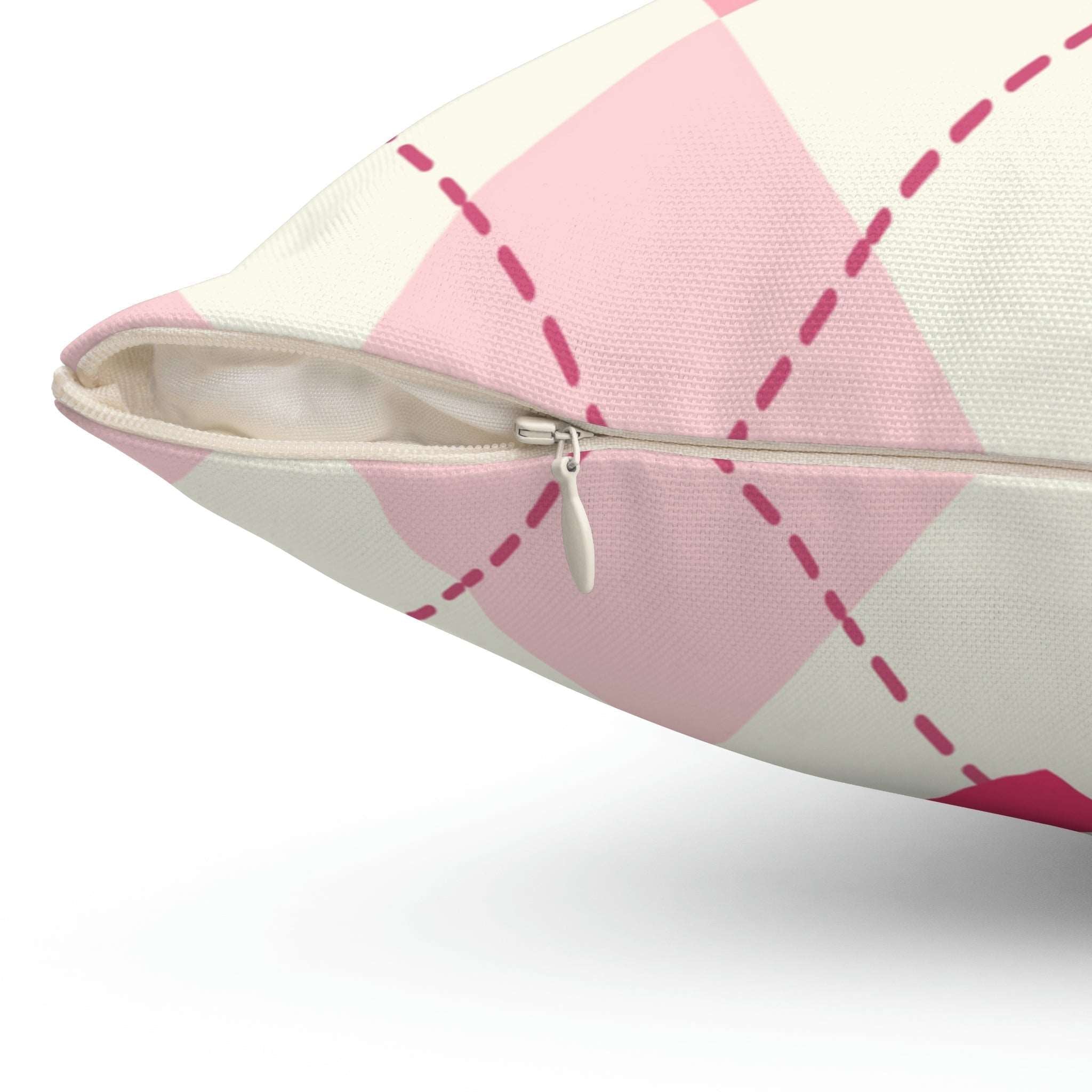 Argyle Hearts Square Pillow Home Decor Pink Sweetheart
