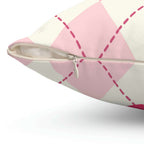Argyle Hearts Square Pillow Home Decor Pink Sweetheart