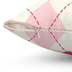 Argyle Hearts Square Pillow Home Decor Pink Sweetheart