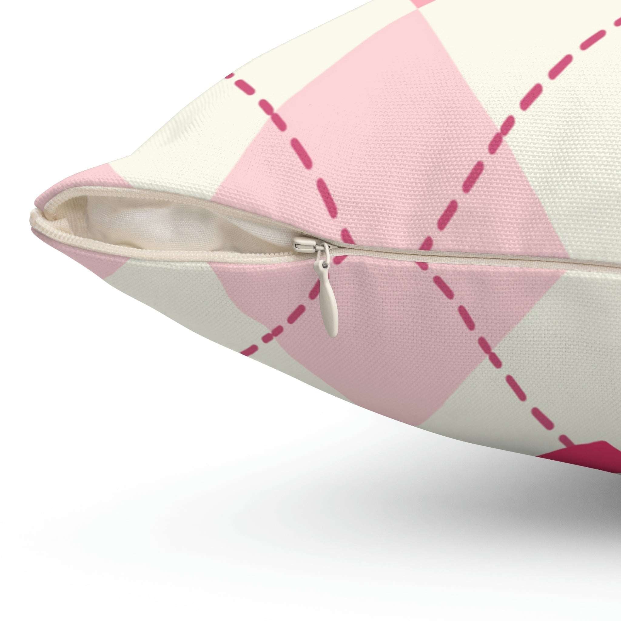 Argyle Hearts Square Pillow Home Decor Pink Sweetheart