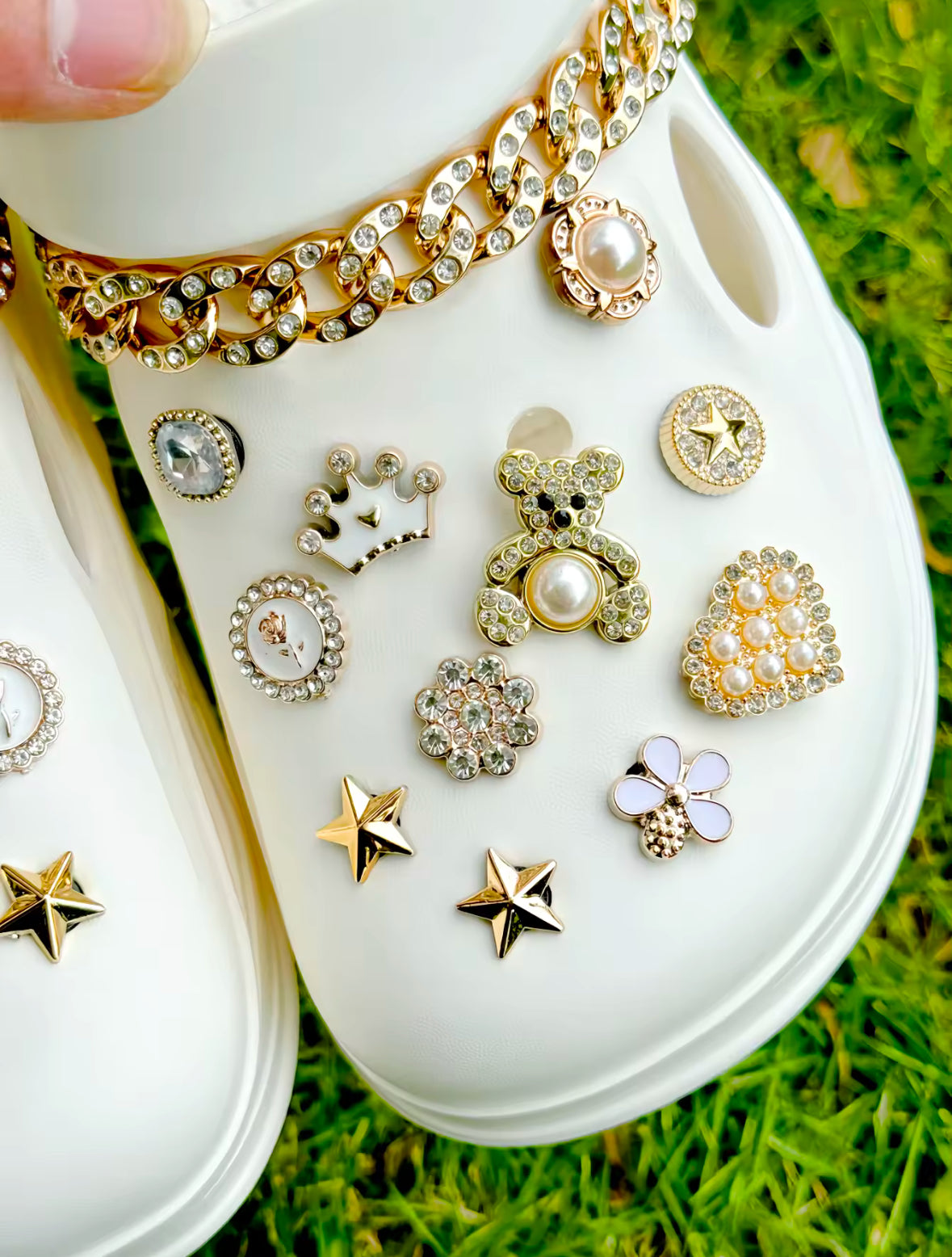 Golden Bling Clog Charms Set