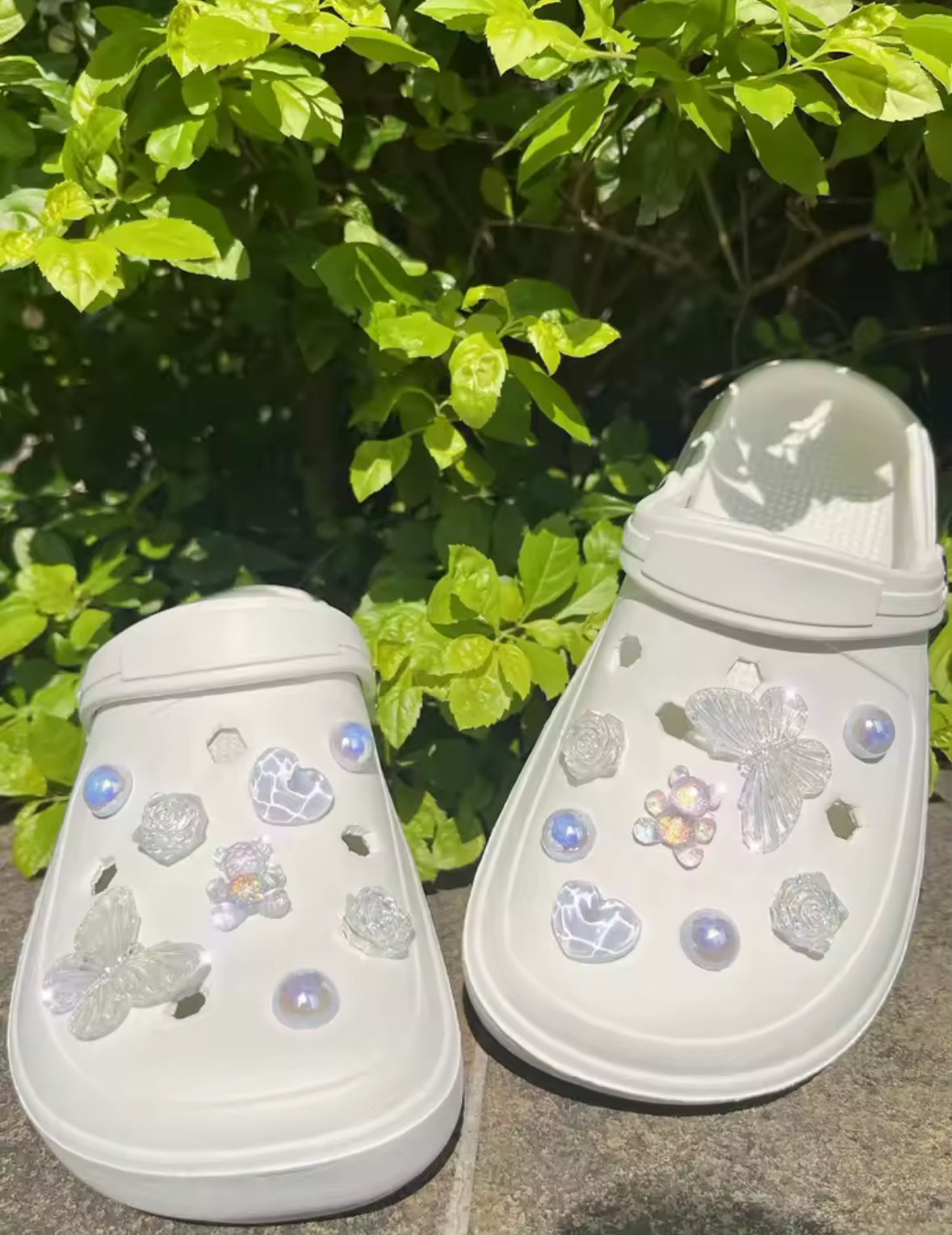 Clear Angelic White Clog Charms Set