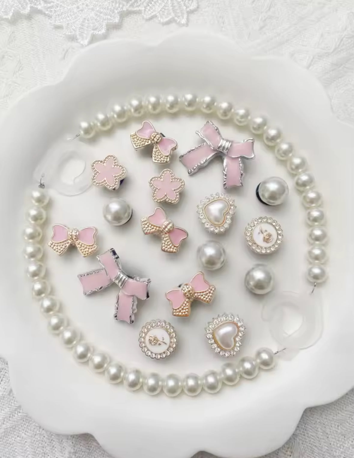 Dainty Pink Coquette Clog Charms Set