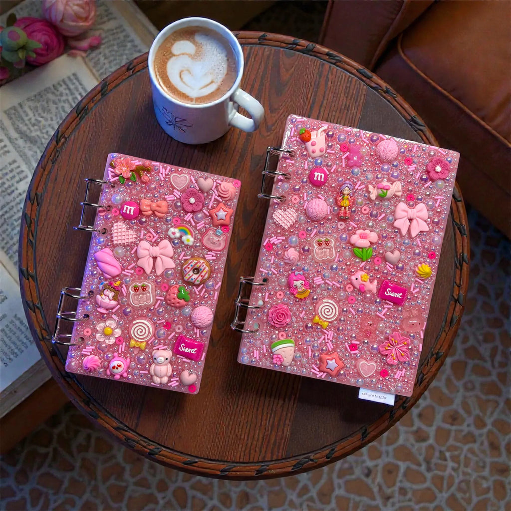 Pretty Pink Junk Charm Acrylic Binder - Pink Sweetheart