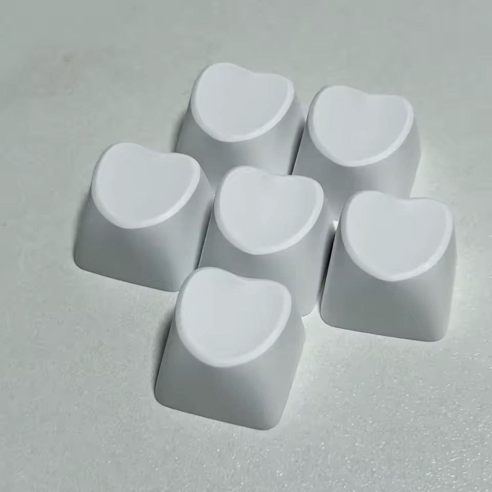 Solid Heart Decorative Accent Keycaps 6pc Set