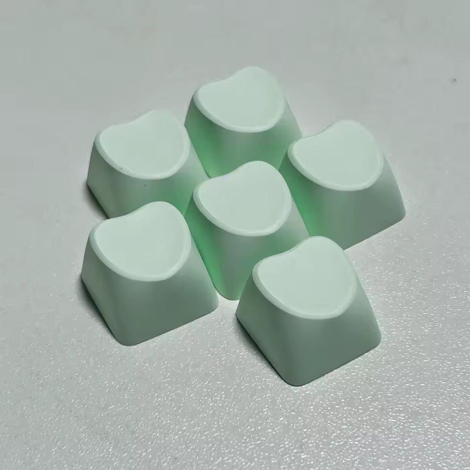 Solid Heart Decorative Accent Keycaps 6pc Set