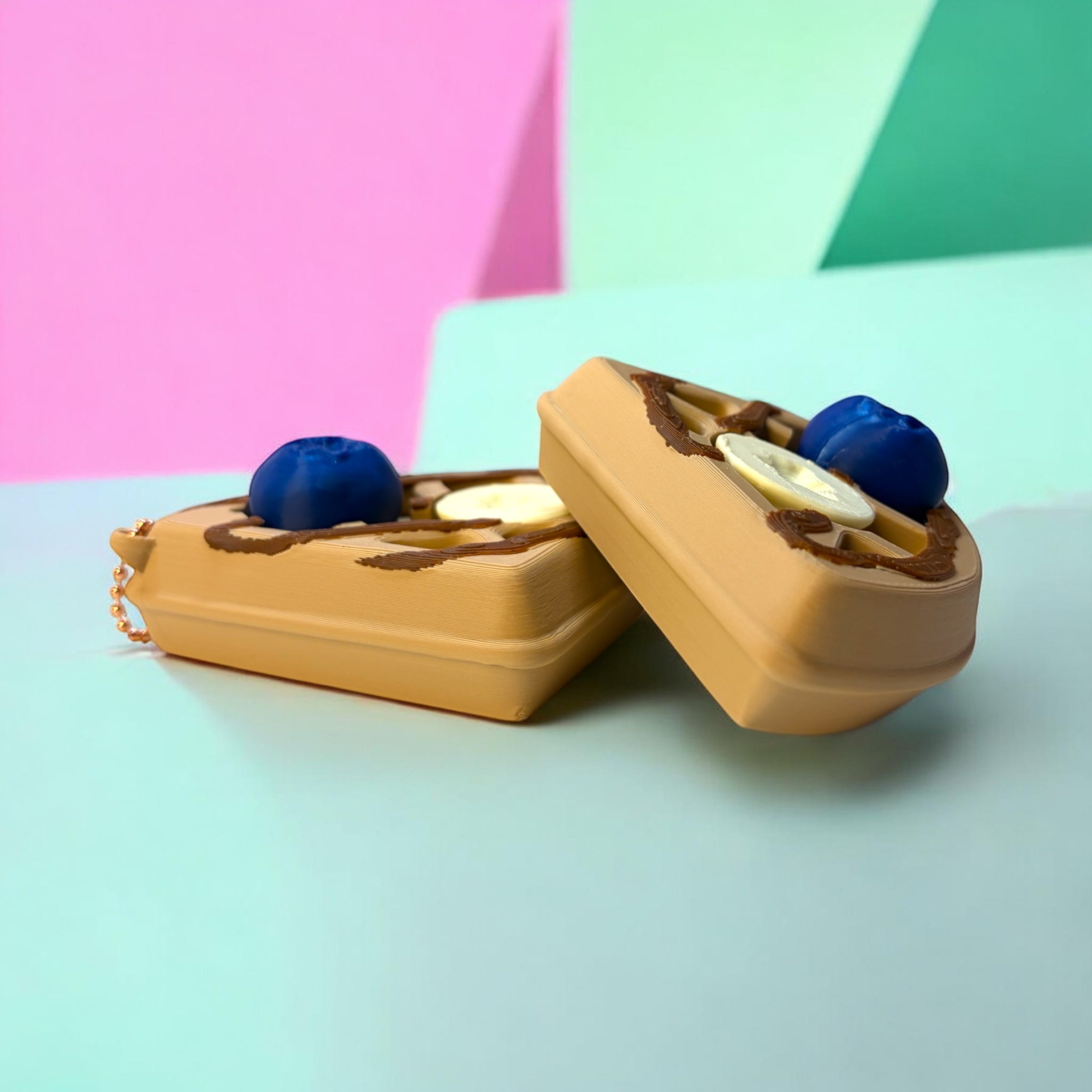 Breakfast Waffle Clicker Fidget Keychain