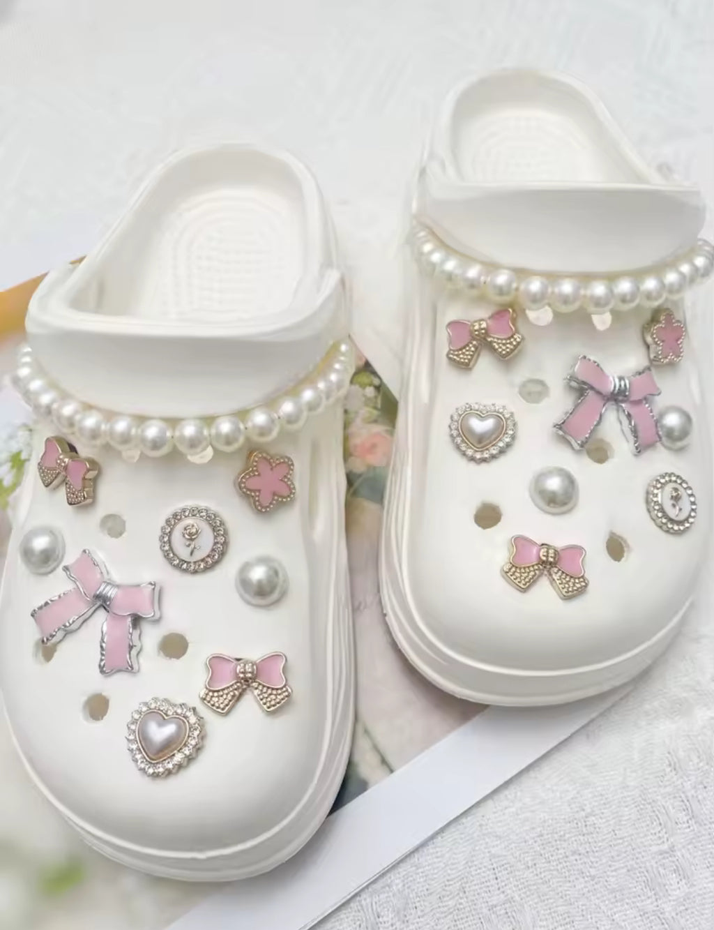 Dainty Pink Coquette Clog Charms Set