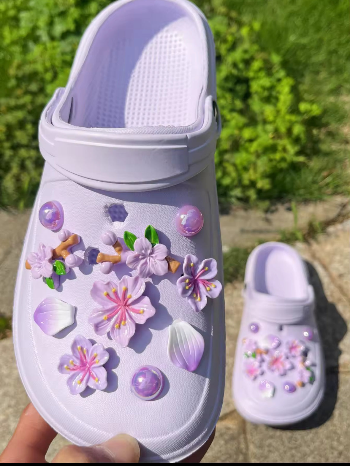 Periwinkle Plum Florals Clog Charms Set