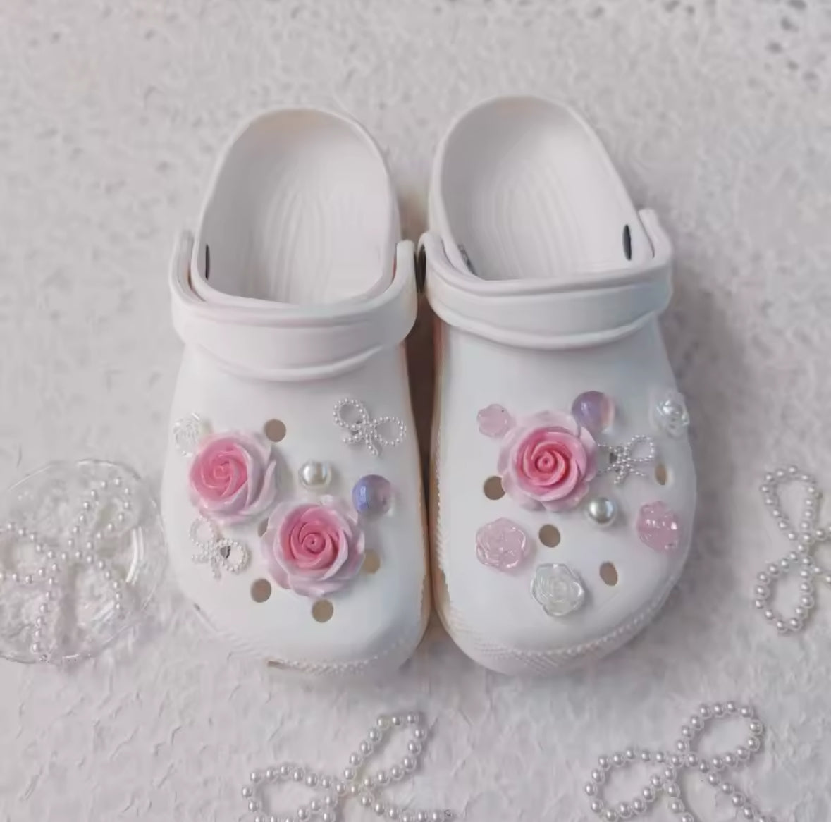 Jumbo Pink Floral Bloom Clog Charms Set