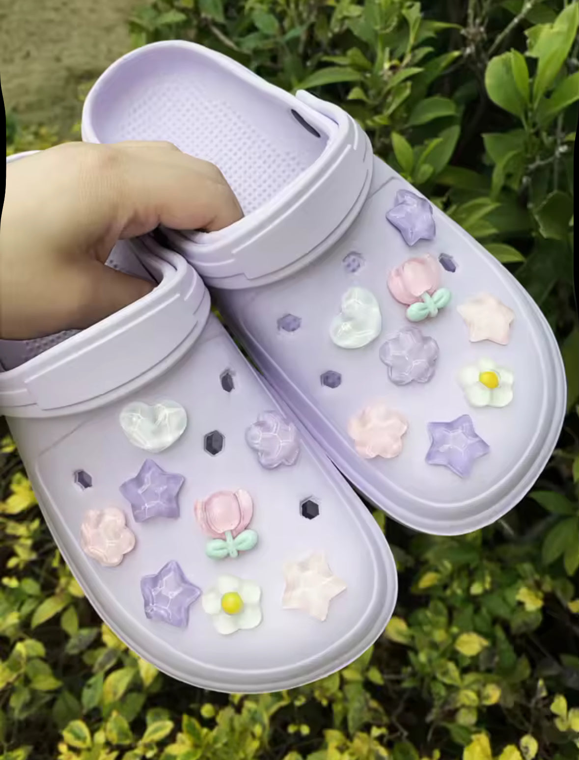 Purple Periwinkle Pearl Clog Charms Set