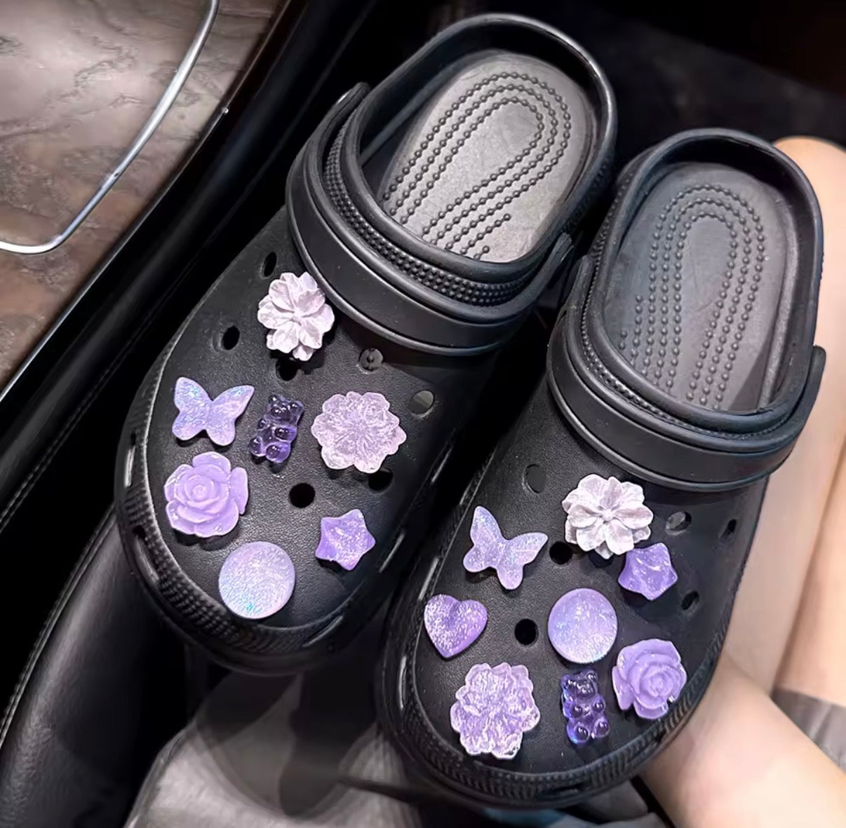 Periwinkle Plum Florals Clog Charms Set