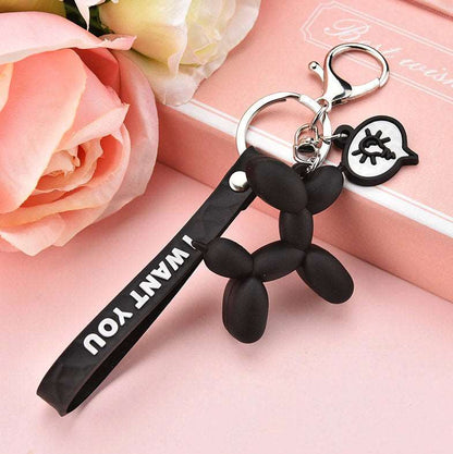 Balloon Puppy Rubber Keychain Charm Keychains Pink Sweetheart