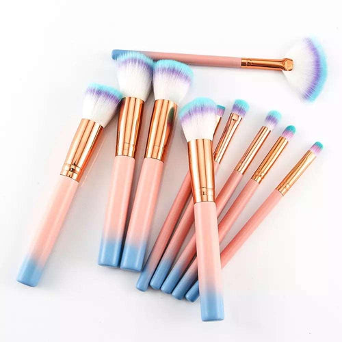 Beach Vibes Makeup Brush Set 10pc - Pink Sweetheart