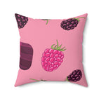 Blackberries and Raspberries Square Pillow Home Decor Pink Sweetheart
