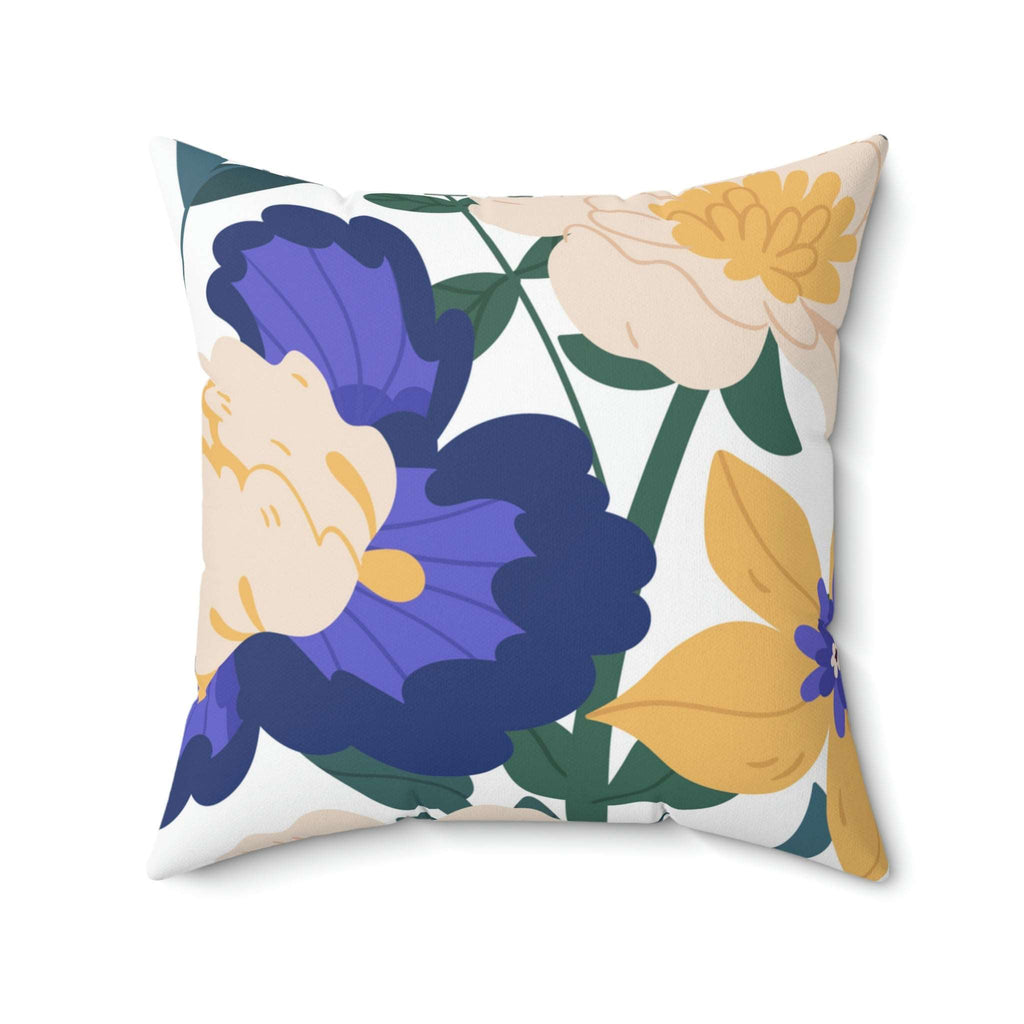 Blue and Gold Florals Square Pillow Home Decor Pink Sweetheart