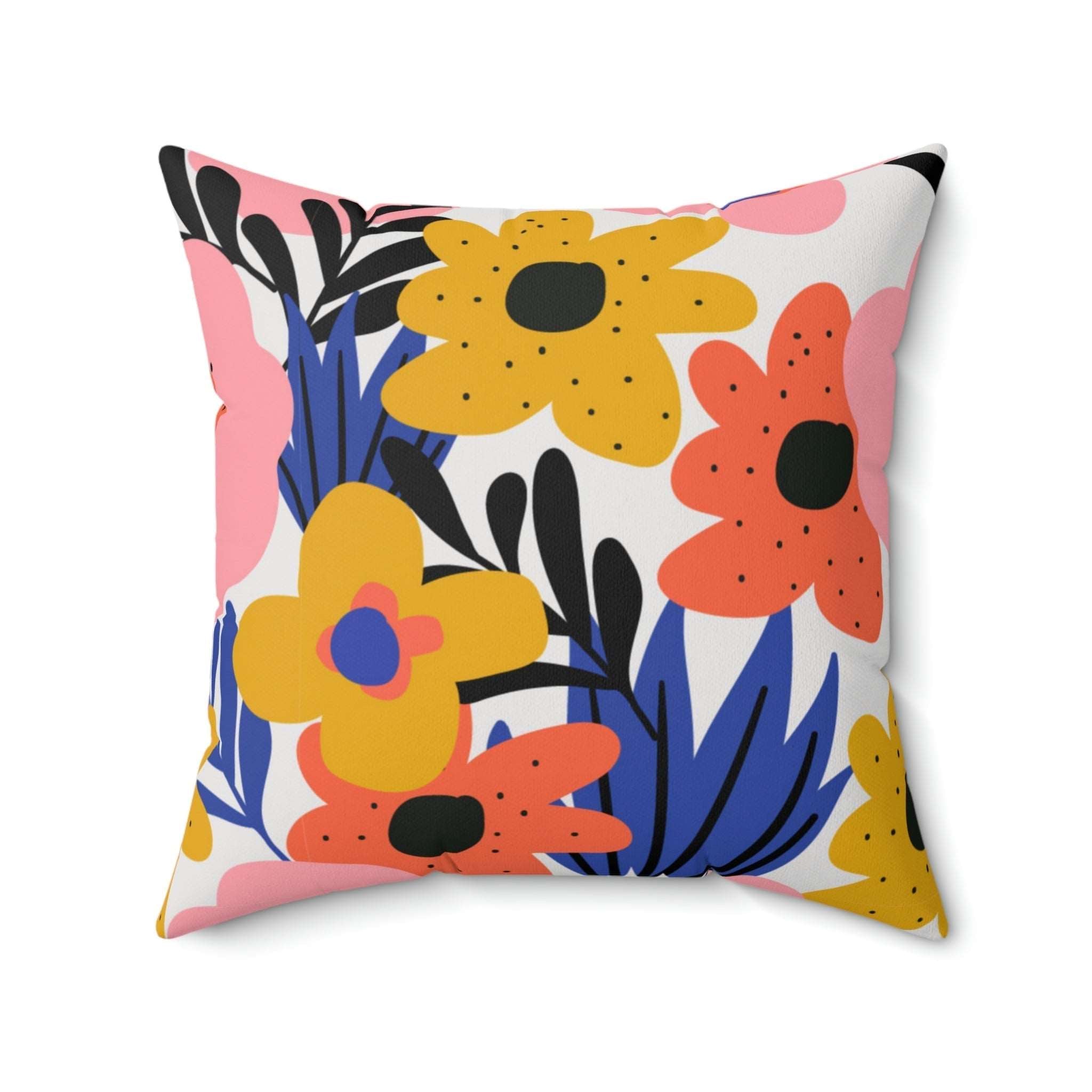 Bold Floral Arrangement Square Pillow Home Decor Pink Sweetheart