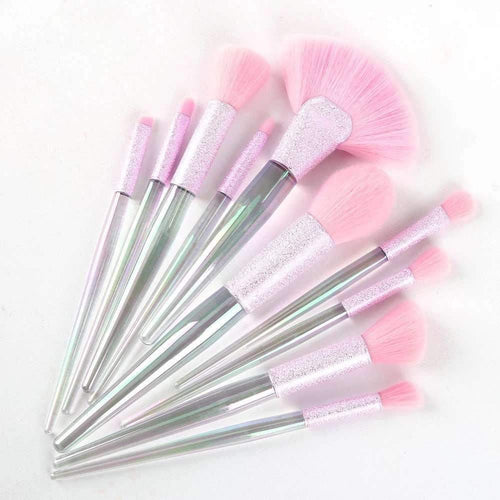 Bubble Princess Holo Iridescent Makeup Brushes 10pc - Pink Sweetheart