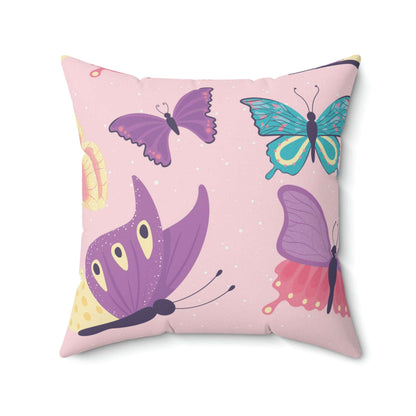Butterfly Skies Square Pillow Home Decor Pink Sweetheart