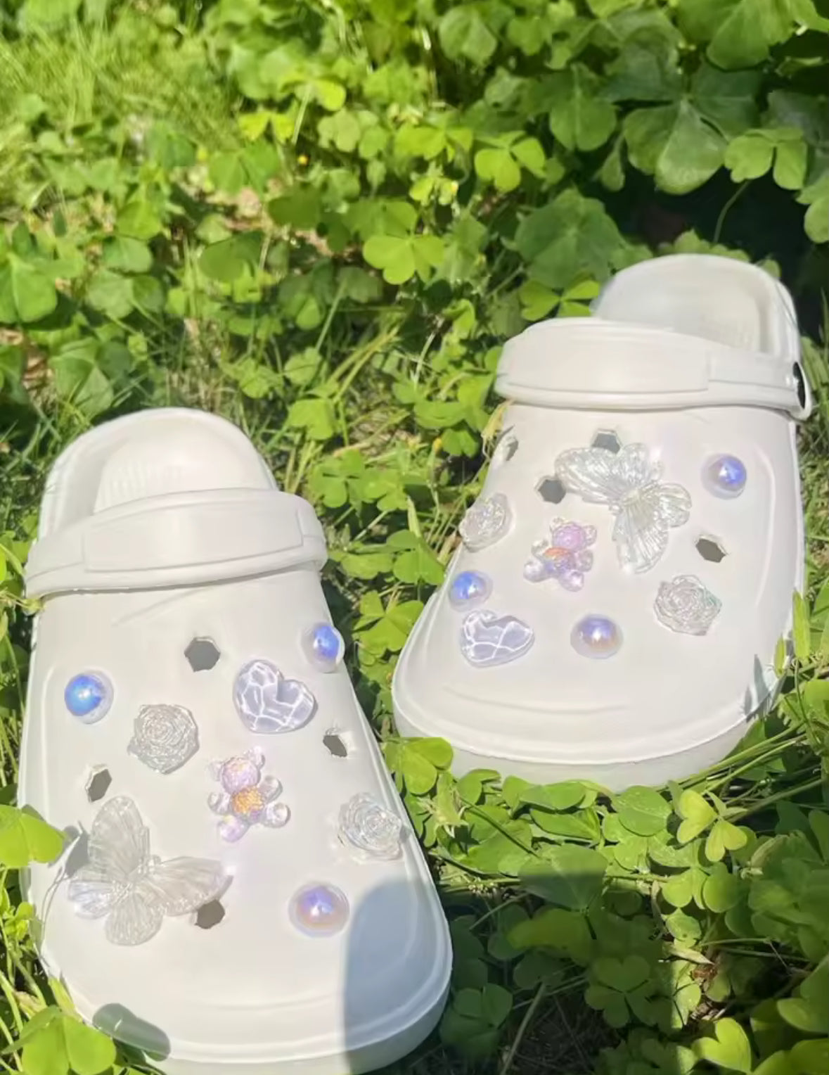 Clear Angelic White Clog Charms Set