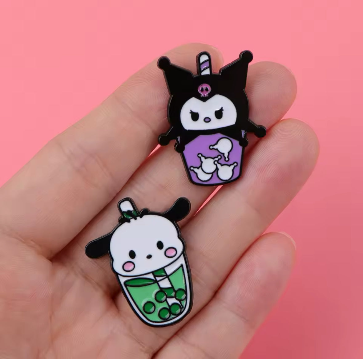 Cutsey Kawaii Boba Drink Enamel Pin Set 6pc