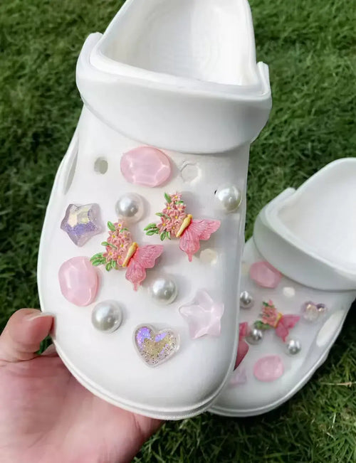 Blushing Butterfly Blossom Clog Charms Set - Pink Sweetheart