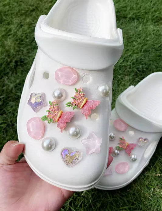 Blushing Butterfly Blossom Clog Charms Set