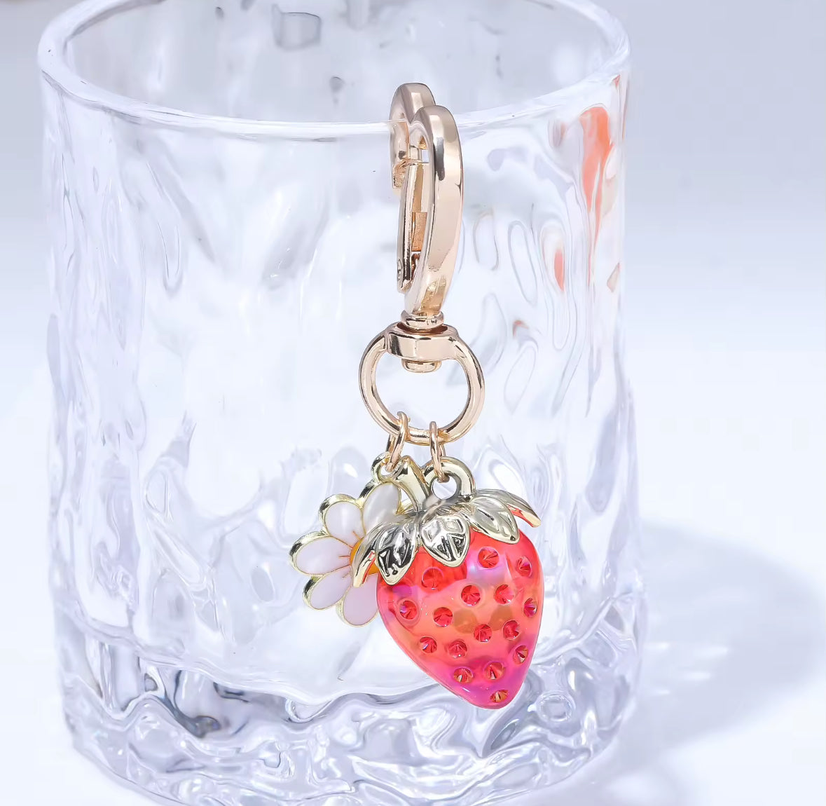 Sweet Red Strawberry Keychain Bag Charm