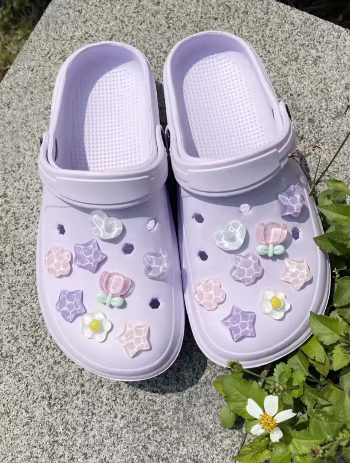 Purple Periwinkle Pearl Clog Charms Set