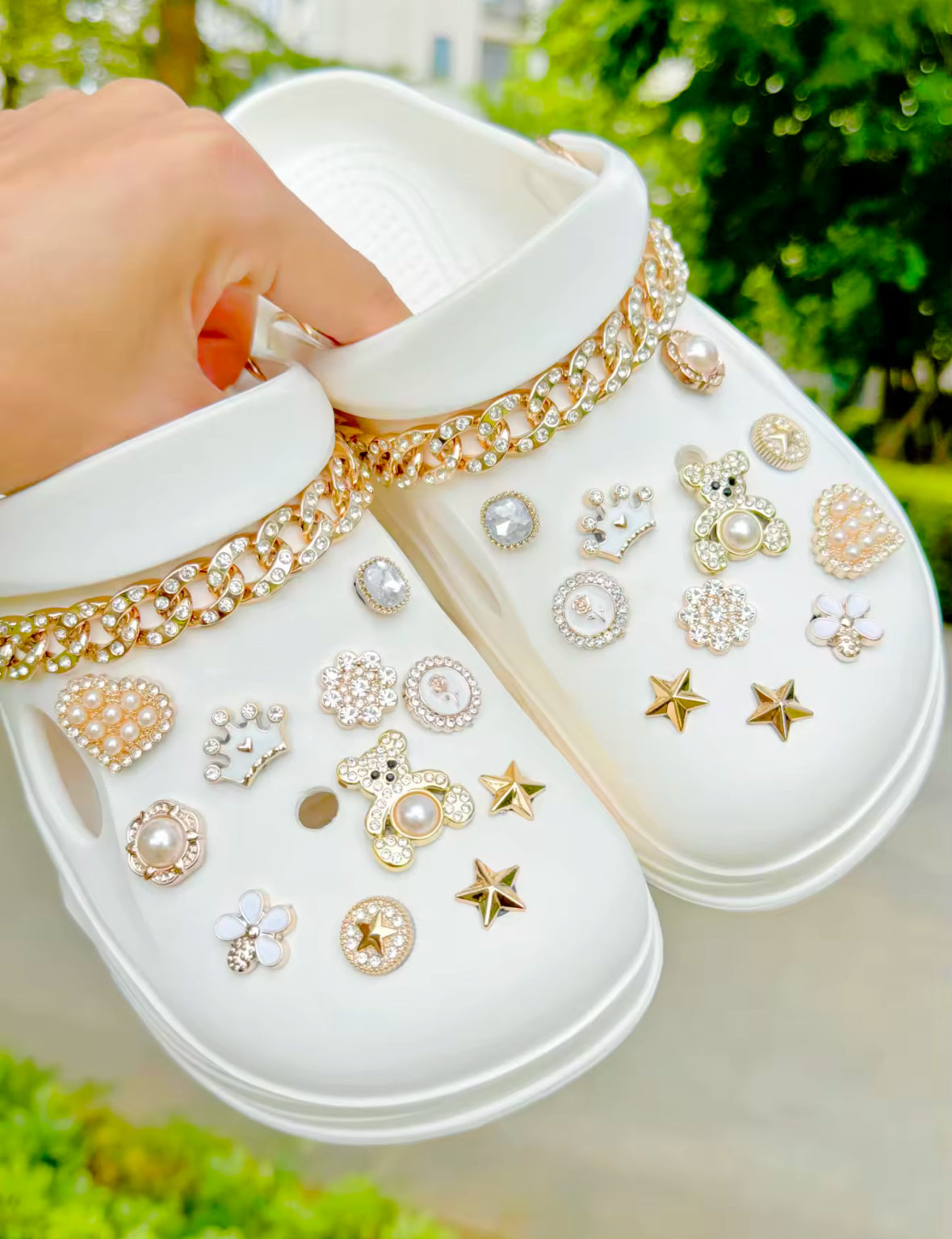 Golden Bling Clog Charms Set