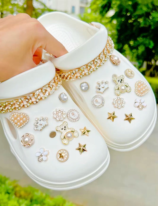 Golden Bling Clog Charms Set