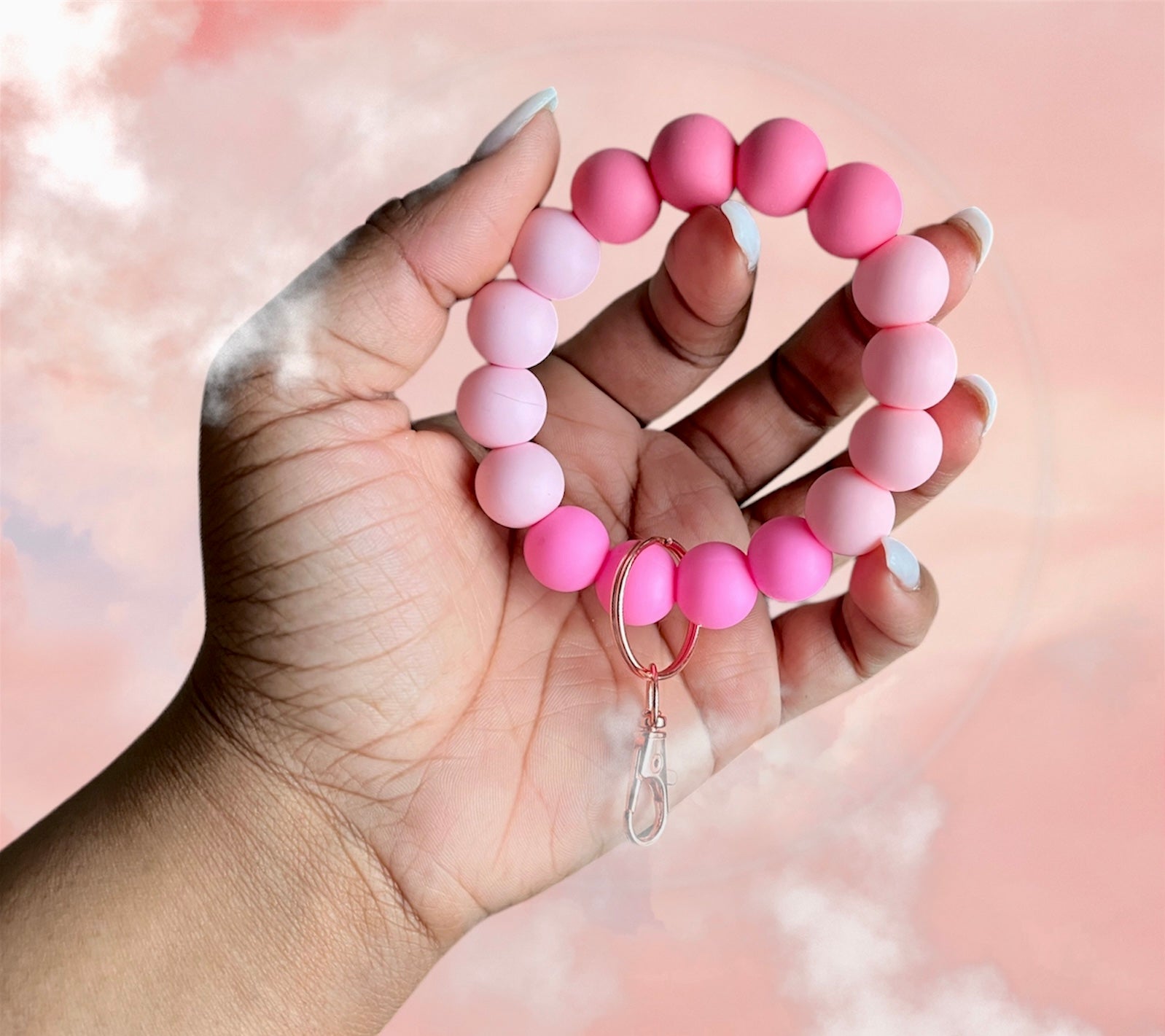 Monochromatic Chunky Silicone Wristlet Keychain 1pc