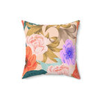 Chameleon in Flowers Square Pillow Home Decor Pink Sweetheart