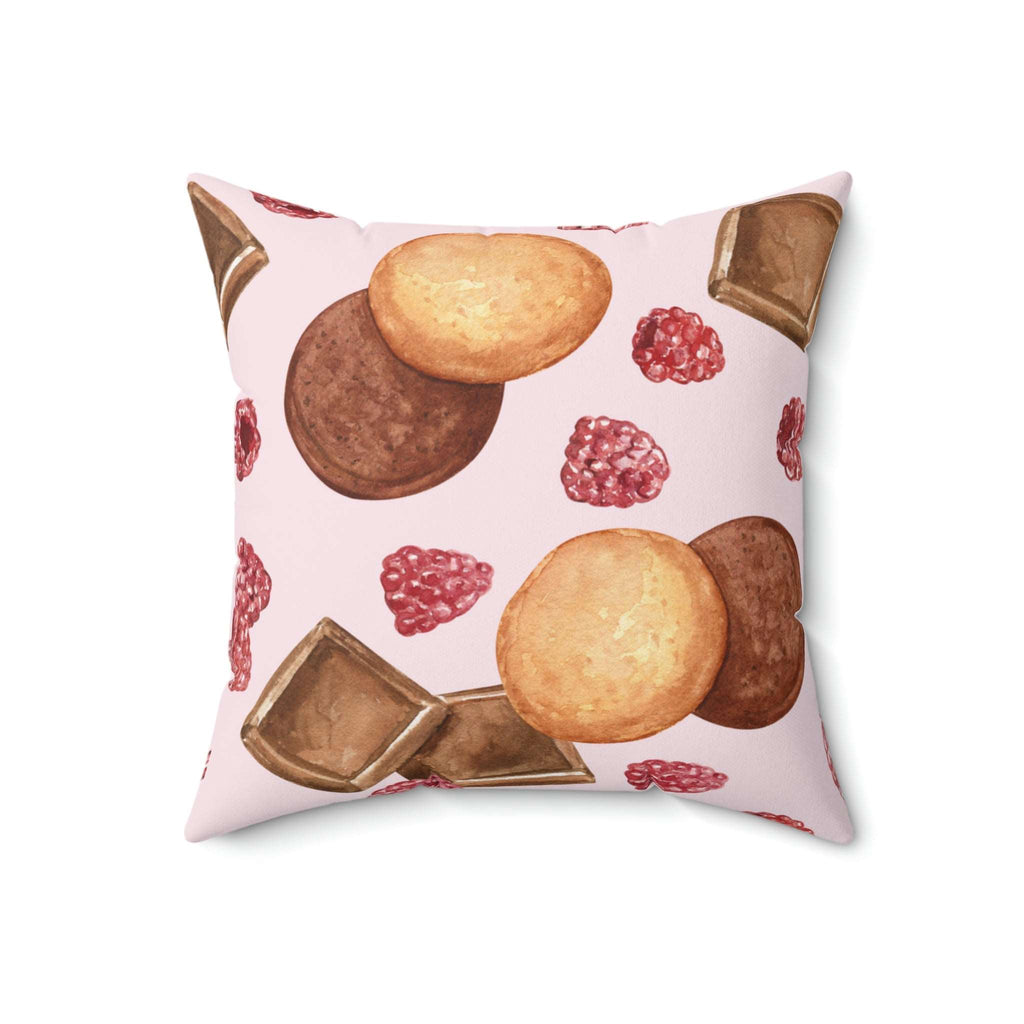 Chocolate and Raspberries Square Pillow Home Decor Pink Sweetheart