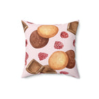 Chocolate and Raspberries Square Pillow Home Decor Pink Sweetheart