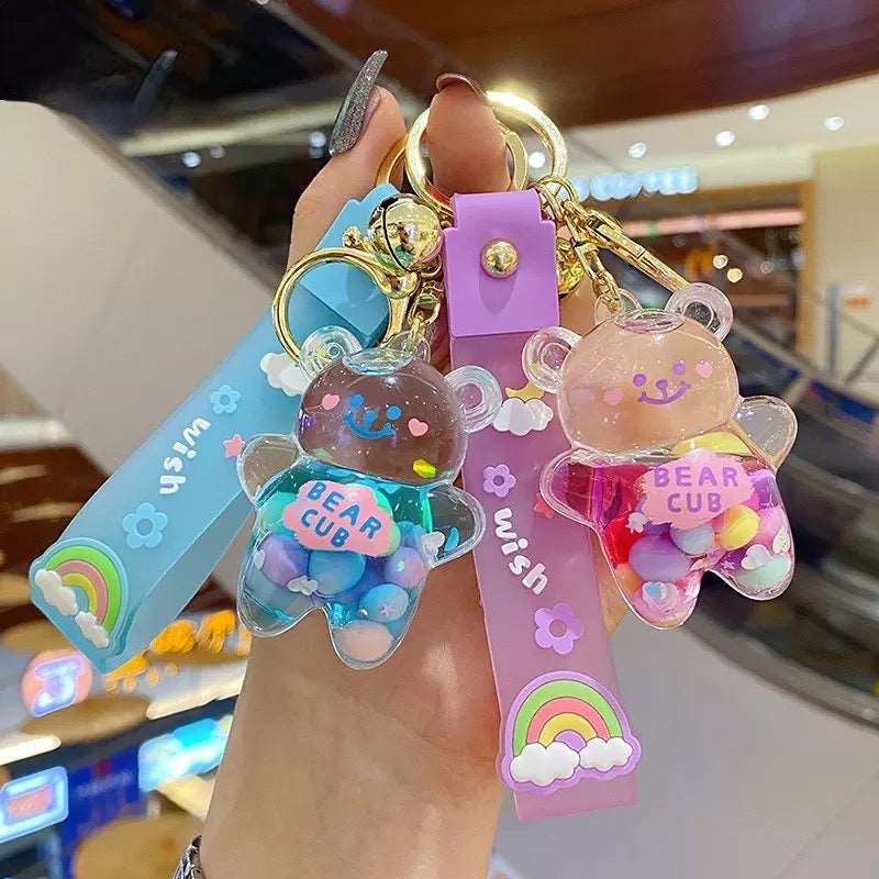 Chubby Bear Cub Liquid Keychain Keychains Pink Sweetheart