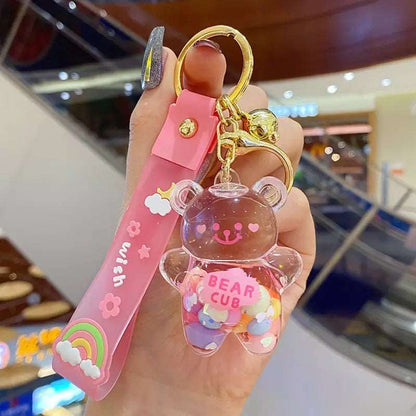 Chubby Bear Cub Liquid Keychain Keychains Pink Sweetheart