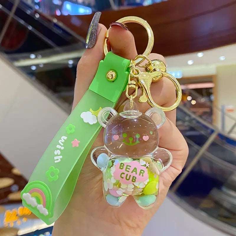 Chubby Bear Cub Liquid Keychain Keychains Pink Sweetheart