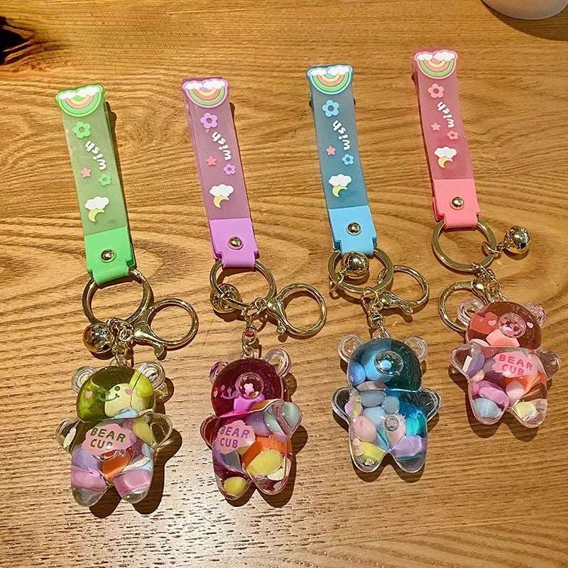 Chubby Bear Cub Liquid Keychain Keychains Pink Sweetheart