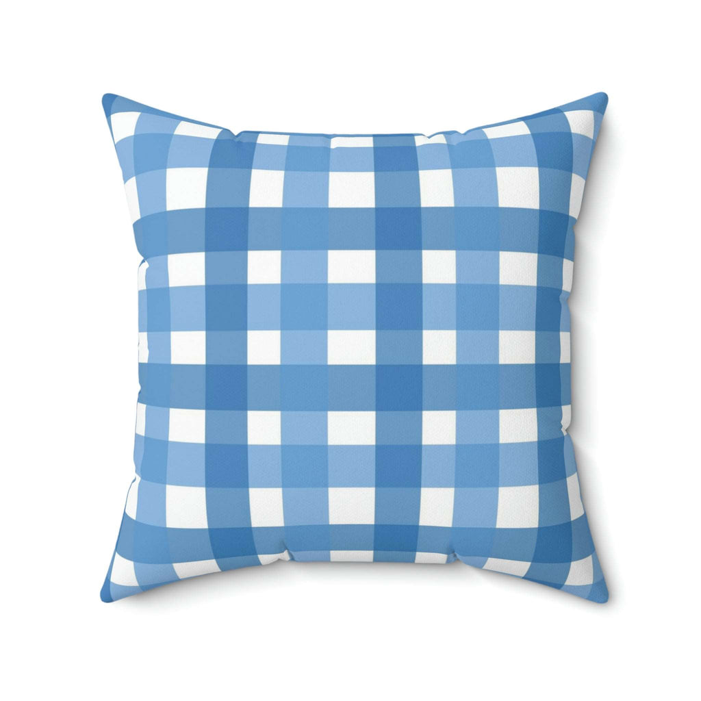 Classic Blue Gingham Square Pillow Home Decor Pink Sweetheart
