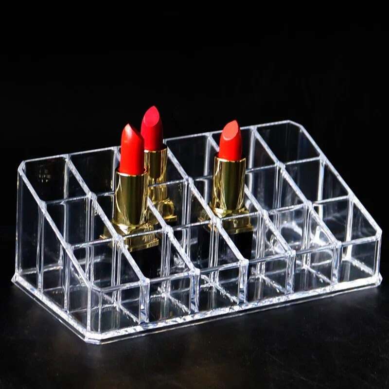 Clear Acrylic Lipstick Lip Gloss Storage Grid Lipstick Pink Sweetheart